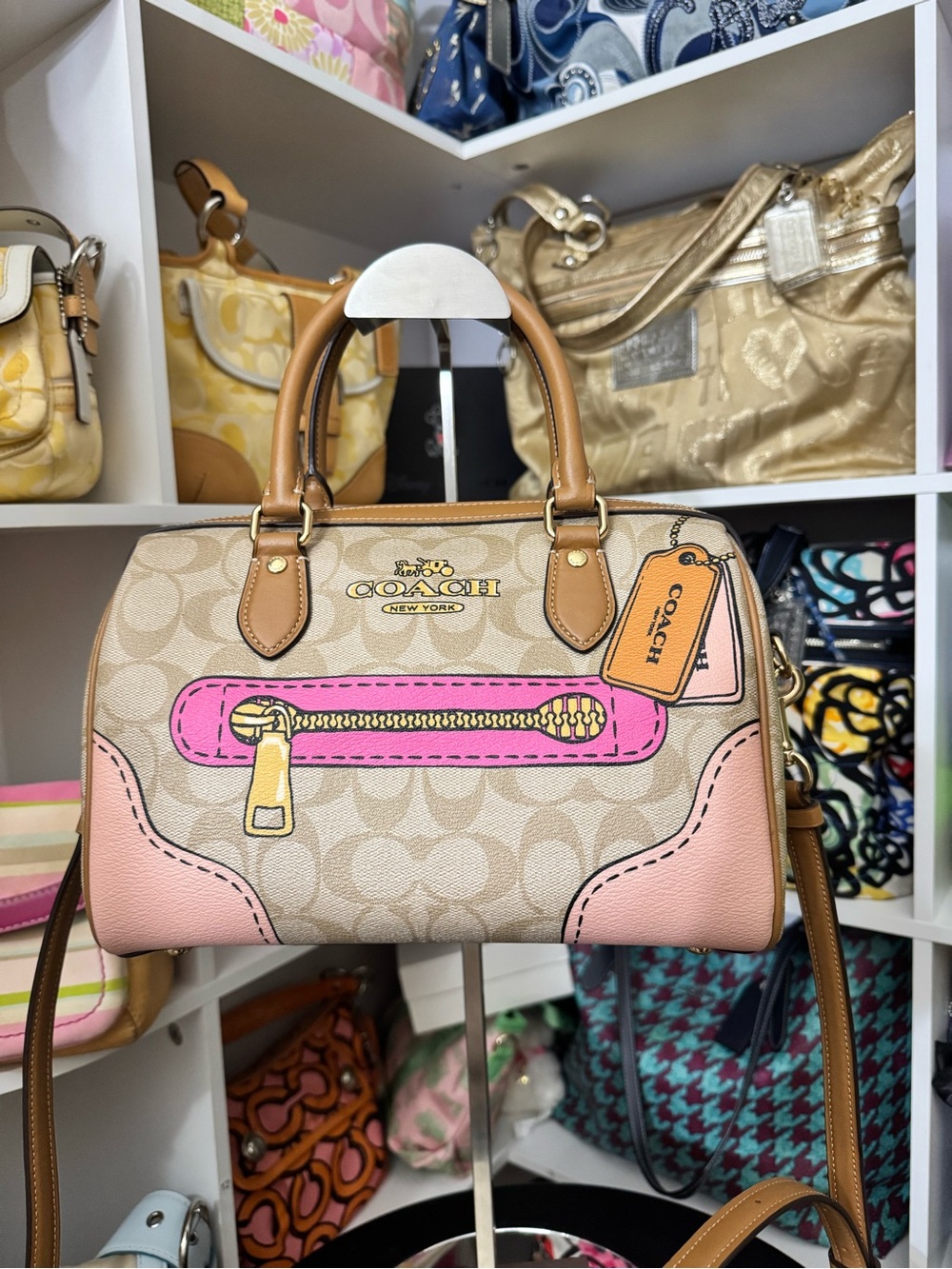 Coach Trompe L’oeil Zipper Print Rowan Satchel